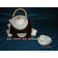 ceramic tea sets with wooden handle and stand